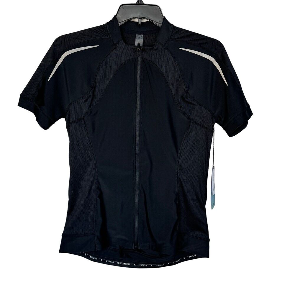 Kyodan Active Cycle X-Large Top Zip-Up Short Sleeve Stretch Pockets Black Womens